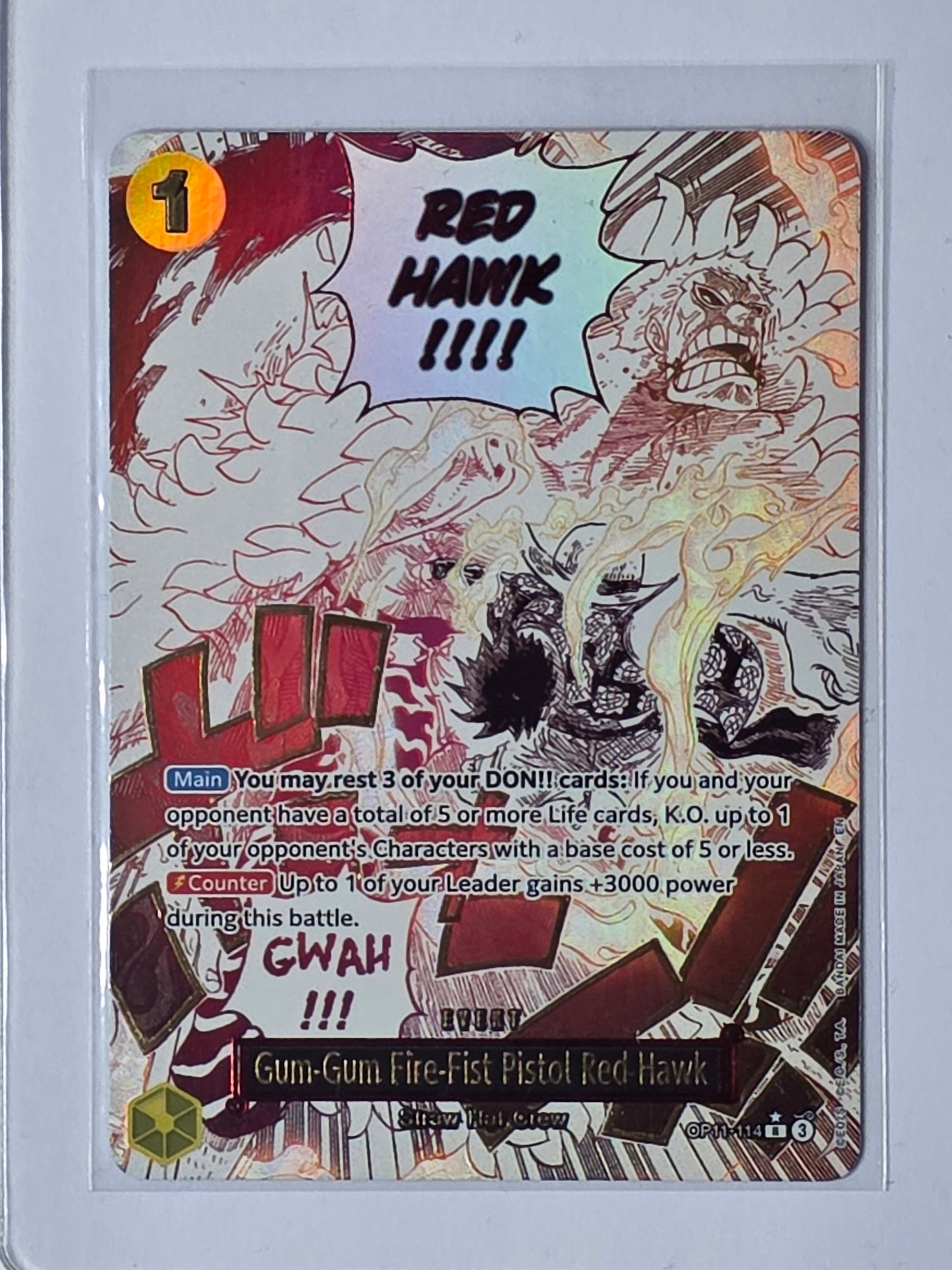 Gum-Gum Fire-Fist Pistol Red Hawk OP11-114 — Ungraded Raw NM