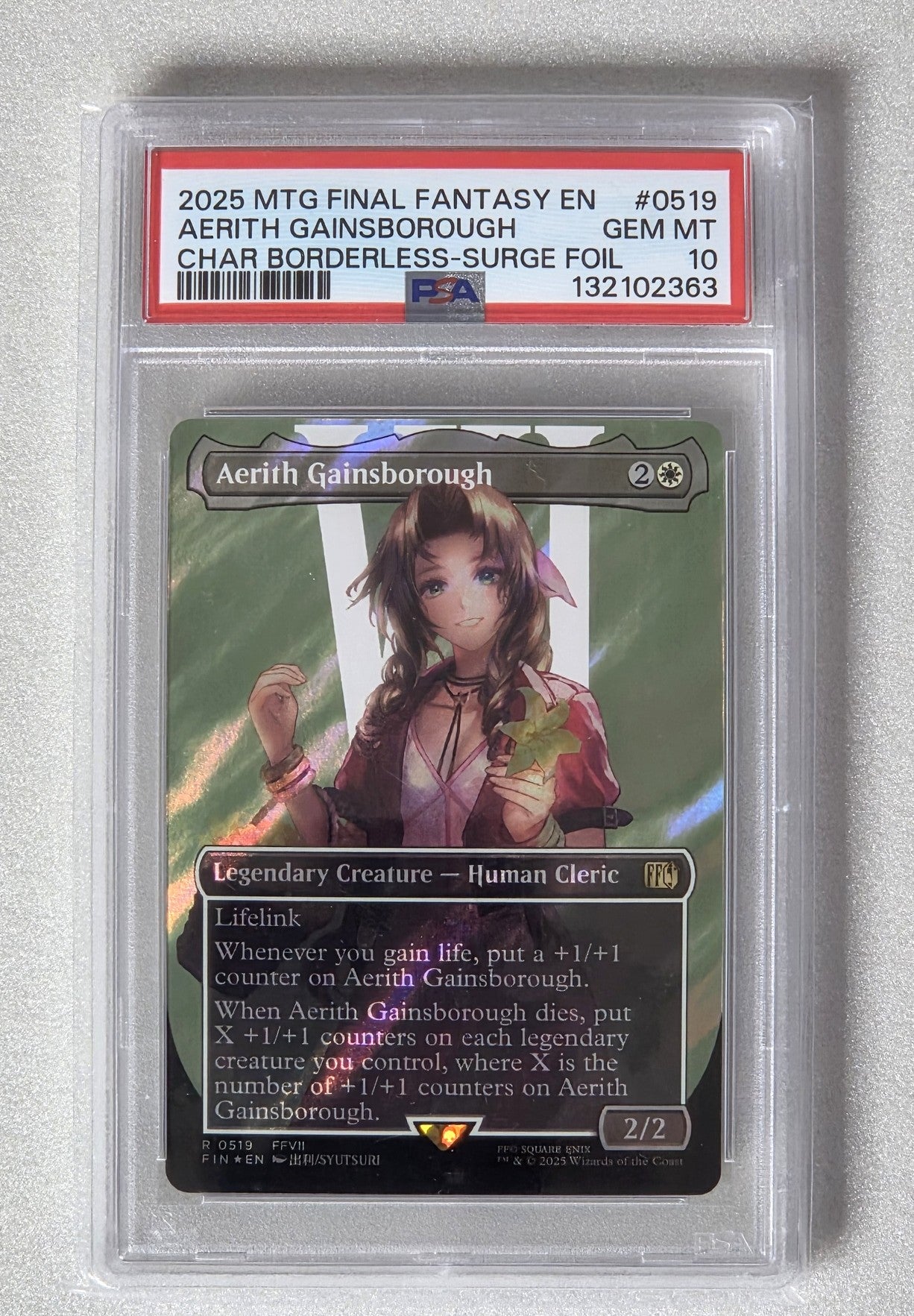MTG Final Fantasy: Aerith Gainsborough (Borderless Surge Foil) #0519 - PSA 10 Gem Mint