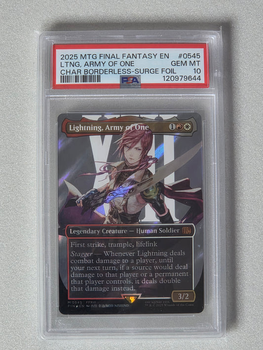 MTG Final Fantasy: Lightning, Army of One Borderless Surge Foil #0545 — PSA 10 GEM MINT