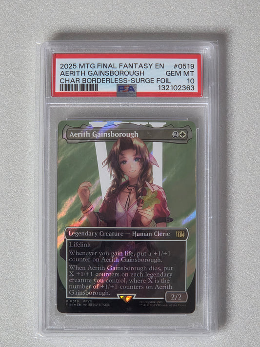 MTG Final Fantasy: Aerith Gainsborough Borderless Surge Foil #0519 — PSA 10 GEM MINT