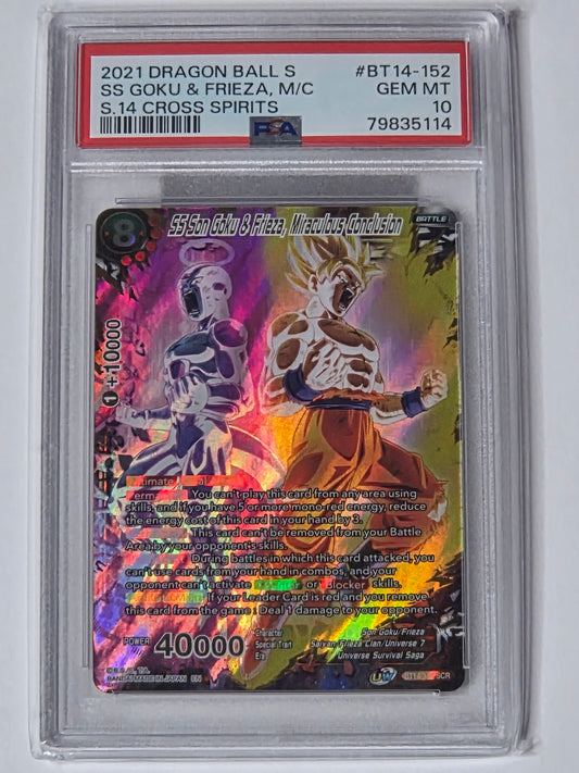 Dragon Ball Super 2021 Cross Spirits Special Set Son Goku and Frieza Miraculous Conclusion SCR PSA10 Mint