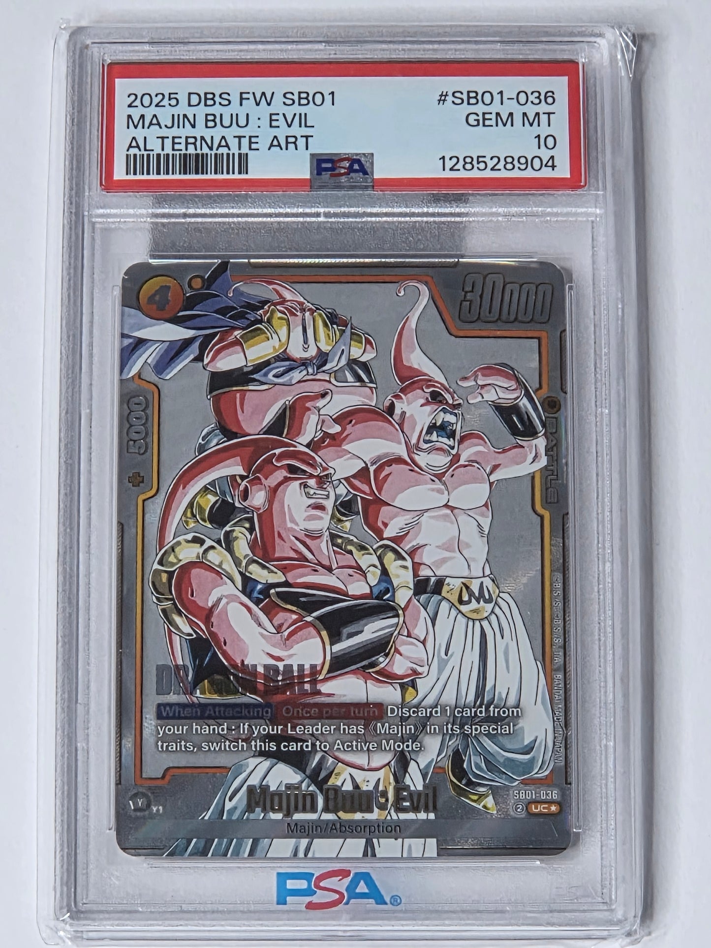 2025 Dragon Ball Fusion World Manga Booster SB01 Majin Buu Evil SB01-036 Alternate Art PSA 10 Gem Mint