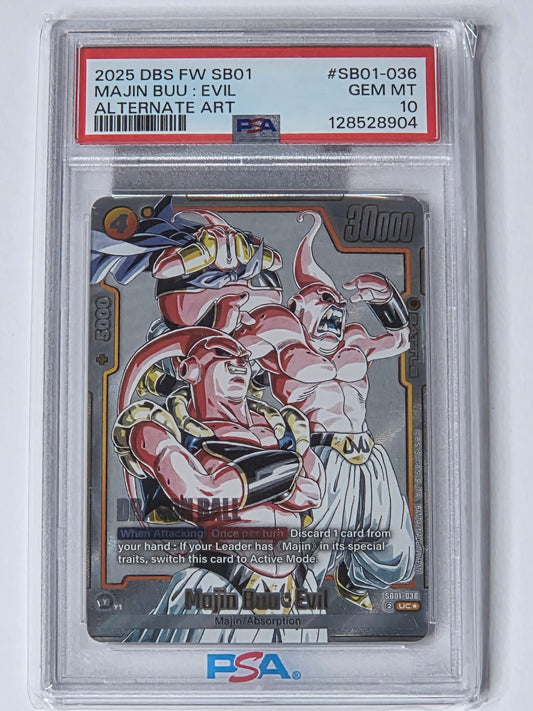 Dragon Ball Fusion World 2025 Manga Booster SB01 Majin Buu Evil Single Card SB01-036 PSA10  MINT