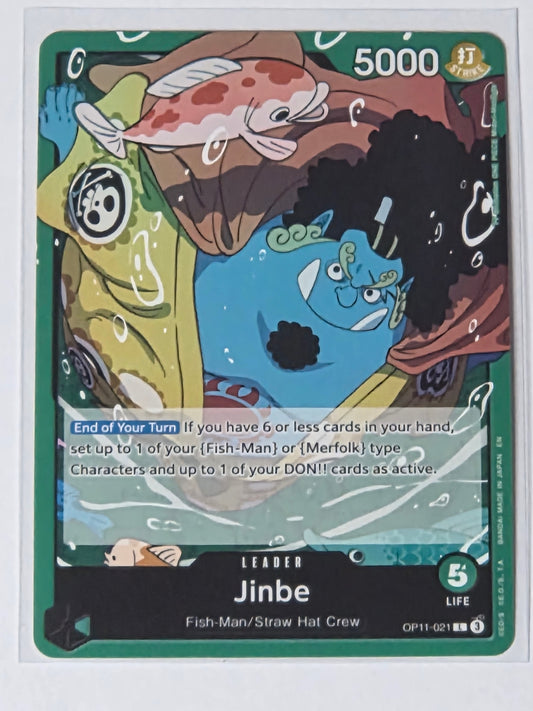 One Piece TCG Jinbe Leader OP11-021 OP11 Fish-Man Straw Hat Crew English Near Mint