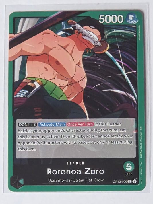 One Piece TCG Roronoa Zoro Leader OP12-020 OP12 Supernovas Straw Hat English Near Mint