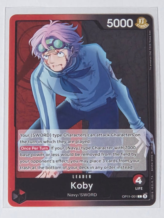 One Piece TCG Koby Leader OP11-001 OP11 Navy SWORD English Near Mint