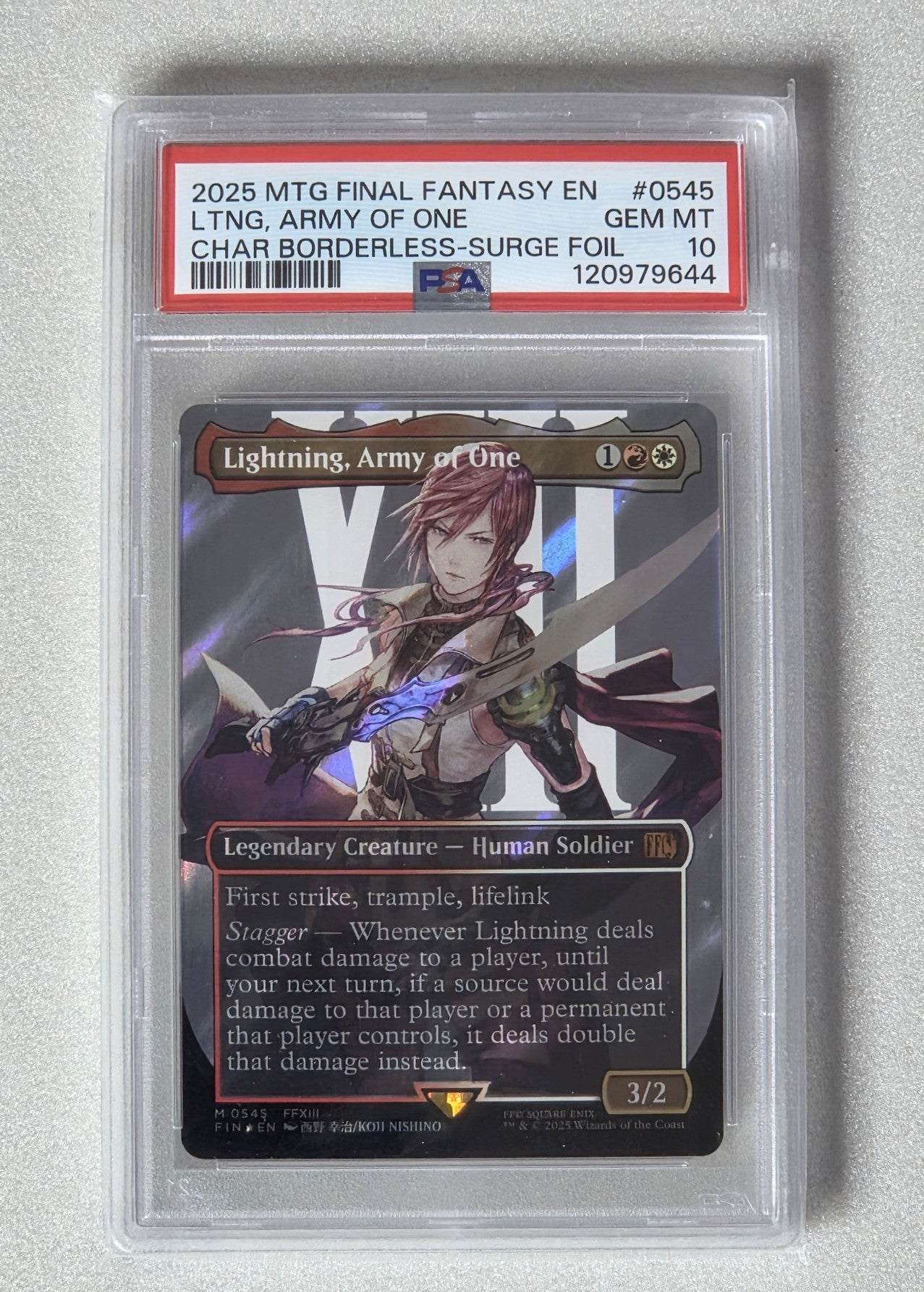 MTG Final Fantasy: Lightning, Army of One (Borderless Surge Foil) #0545 - PSA 10 Gem Mint