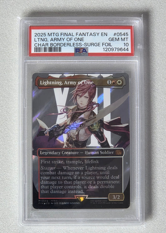 MTG Final Fantasy: Lightning, Army of One (Borderless Surge Foil) #0545 - PSA 10 Gem Mint