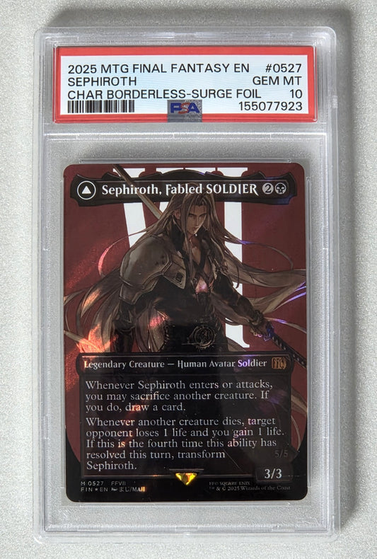 MTG Final Fantasy Sephiroth, Fabled SOLDIER (Borderless Surge Foil) #527 PSA10 Mint